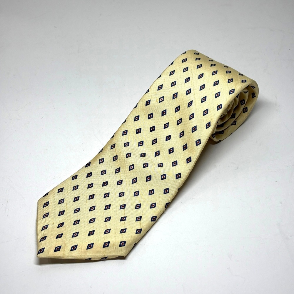 Hardy Amies Necktie Mens OS Yellow Silk Geometric Diamond‎ London Tie C
